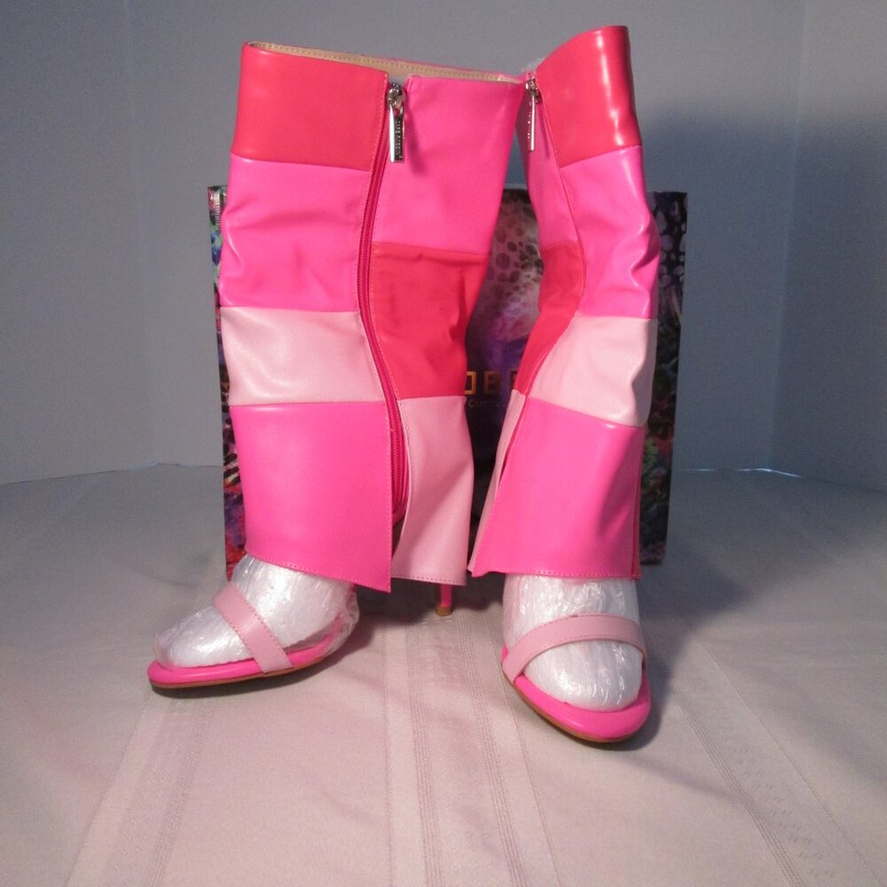 Pink Fold Over Shark Boots Parrish Cape Robbin NIB Sz 6.5 - Picture 10 of 11